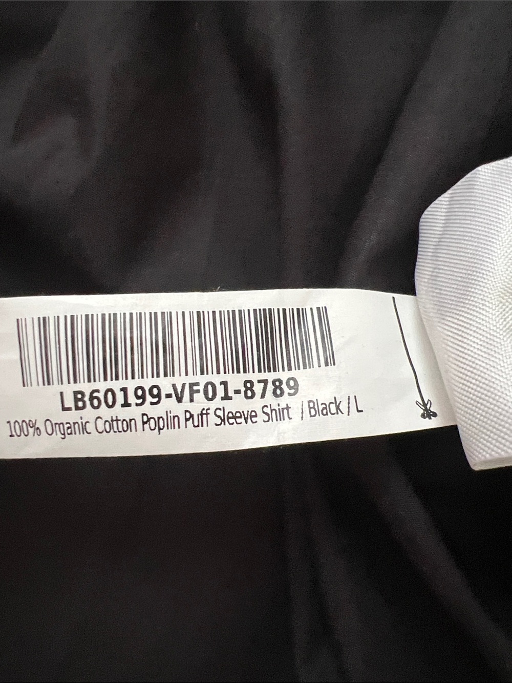 NWT Quince Cotton Poplin Puff Sleeve Button Front Band Collar Blouse Black Large - Picture 7 of 8
